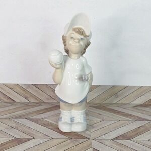 Lladro Tennis Player Puppet Boy #4966 Hat Racquet Porcelain Figurine RARE